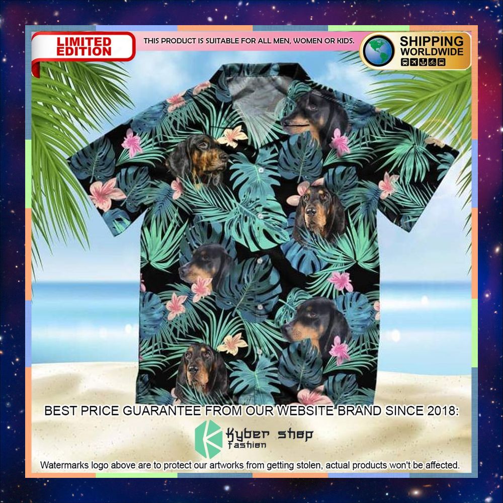 Black And Tan Coonhound Summer Leaves Hawaiian Shirt 3 Black And Tan Coonhound Summer Leaves Hawaiian Shirt word2