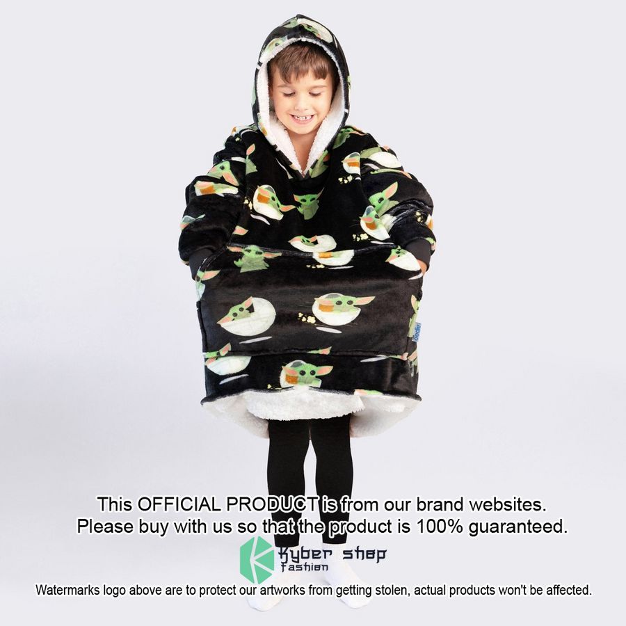 Black Kids The Mandalorian Grogu Oodie Blanket Hoodie