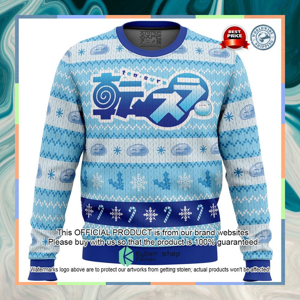 Blue Christmas That time I got reincarnated as a slime Christmas Sweater 7 Blue Christmas That time I got reincarnated as a slime Christmas Sweater word2