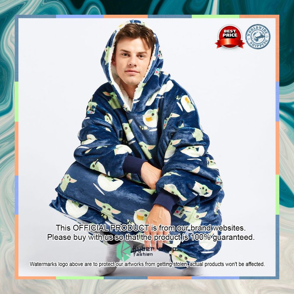 Blue The Mandalorian Grogu Oodie Blanket Hoodie 9 Blue The Mandalorian Grogu Oodie Blanket Hoodie word3
