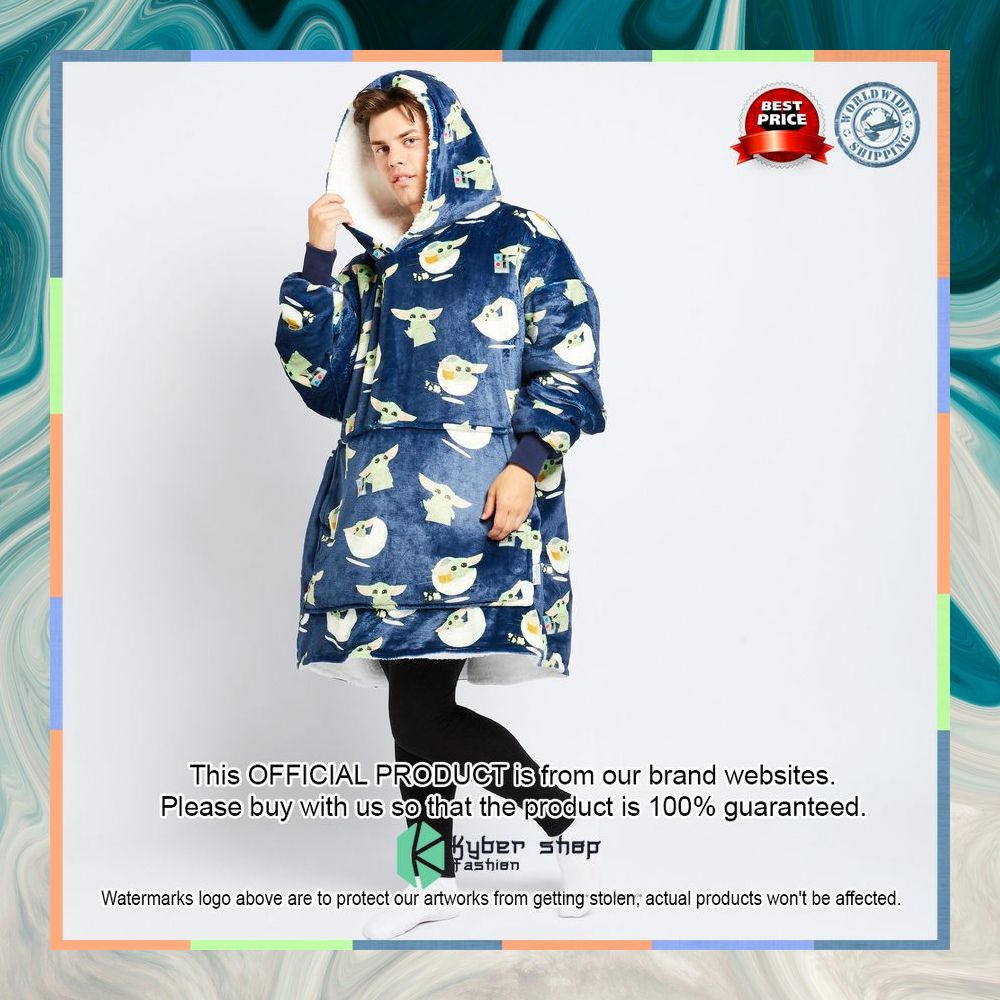 Blue The Mandalorian Grogu Oodie Blanket Hoodie 11 Blue The Mandalorian Grogu Oodie Blanket Hoodie word3