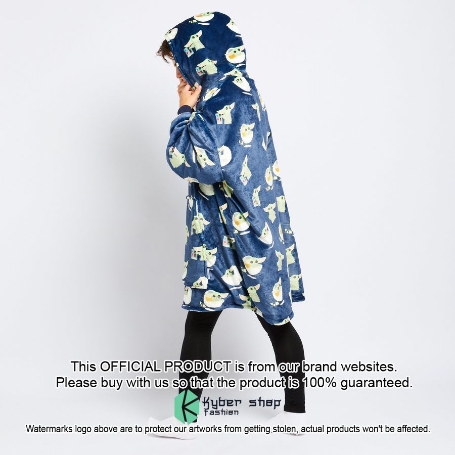 Blue The Mandalorian Grogu Oodie Blanket Hoodie 4 Blue The Mandalorian Grogu Oodie Blanket Hoodie word3