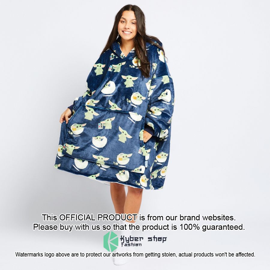 Blue The Mandalorian Grogu Oodie Blanket Hoodie 5 Blue The Mandalorian Grogu Oodie Blanket Hoodie word3