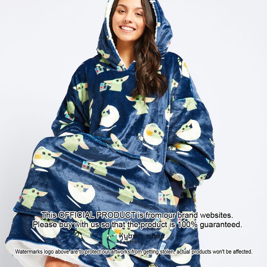 Blue The Mandalorian Grogu Oodie Blanket Hoodie 7 Blue The Mandalorian Grogu Oodie Blanket Hoodie word3