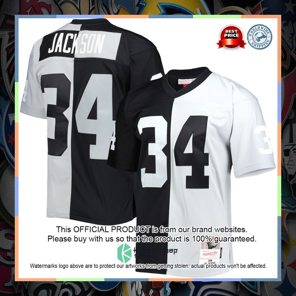 Bo Jackson Las Vegas Raiders Mitchell & Ness 1988 Split Legacy Replica Black Silver Football Jersey 5 Bo Jackson Las Vegas Raiders Mitchell & Ness 1988 Split Legacy Replica Black Silver Football Jersey word1