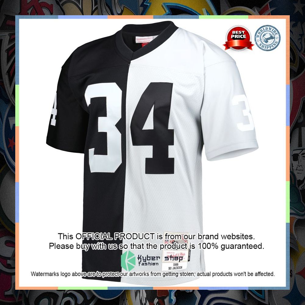 Bo Jackson Las Vegas Raiders Mitchell & Ness 1988 Split Legacy Replica Black Silver Football Jersey 6 Bo Jackson Las Vegas Raiders Mitchell & Ness 1988 Split Legacy Replica Black Silver Football Jersey word1
