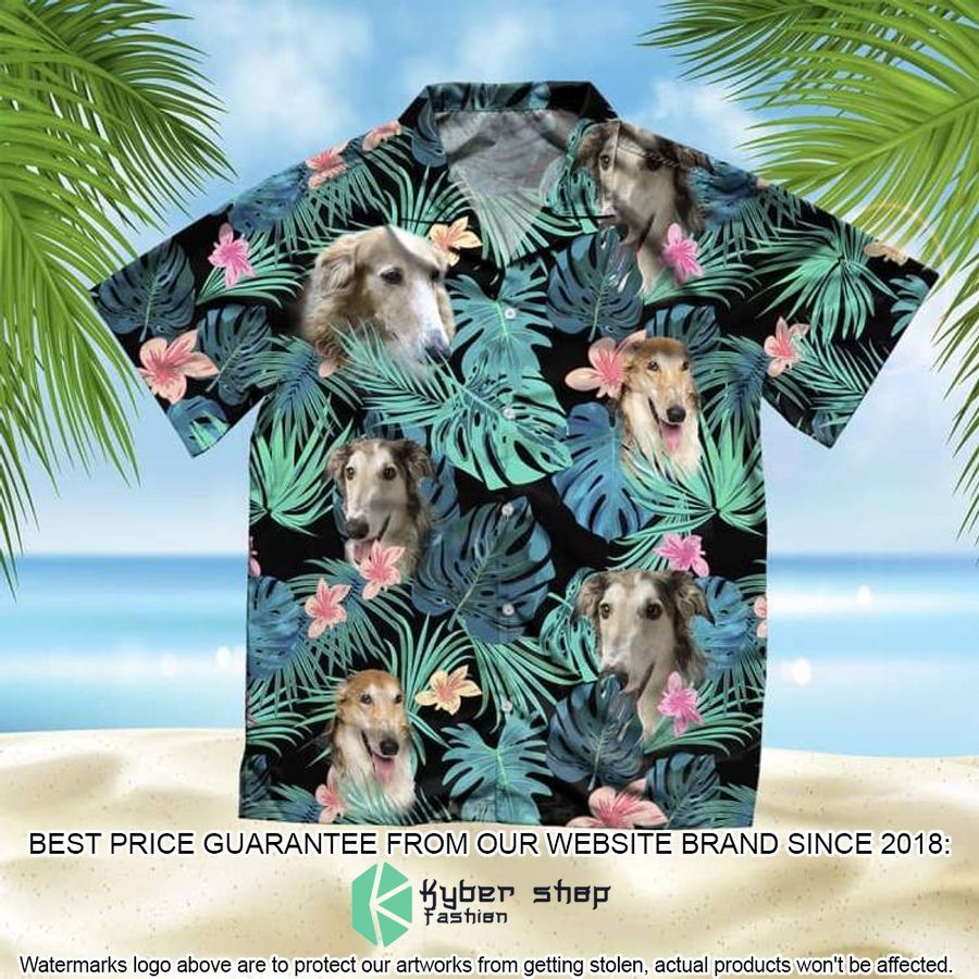 Borzoi Summer Leaves Hawaiian Shirt word1