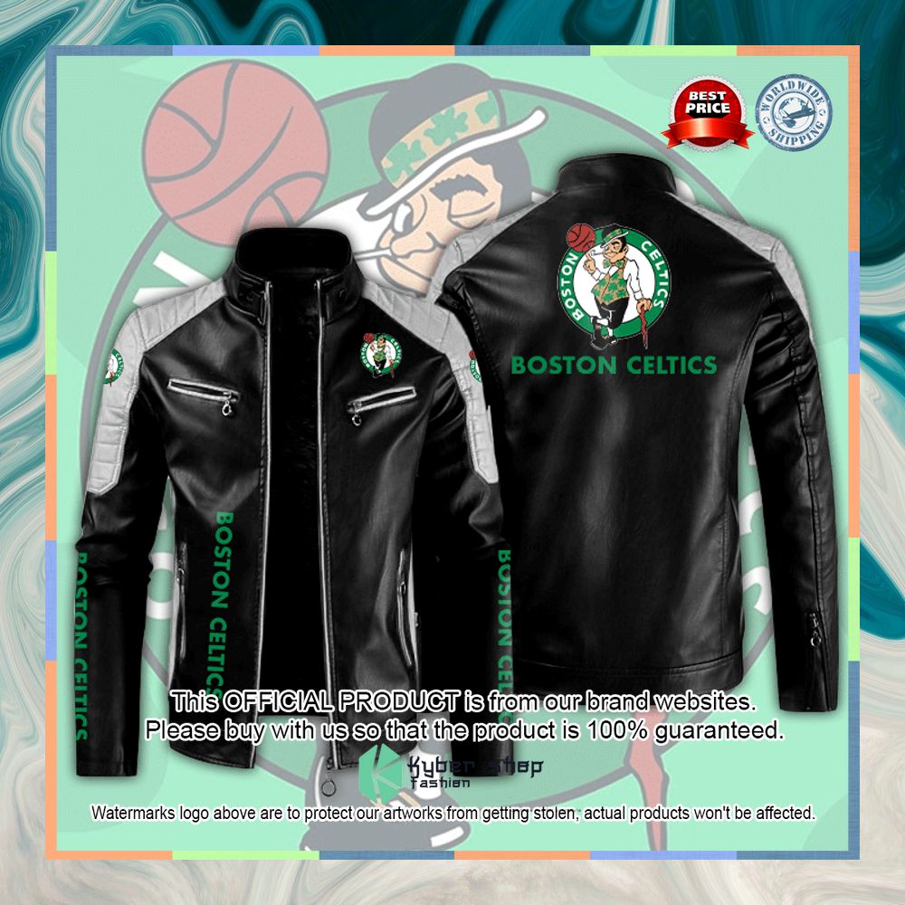 Boston Celtics NBA Motor Block Leather Jacket 4 Boston Celtics NBA Motor Block Leather Jacket word2