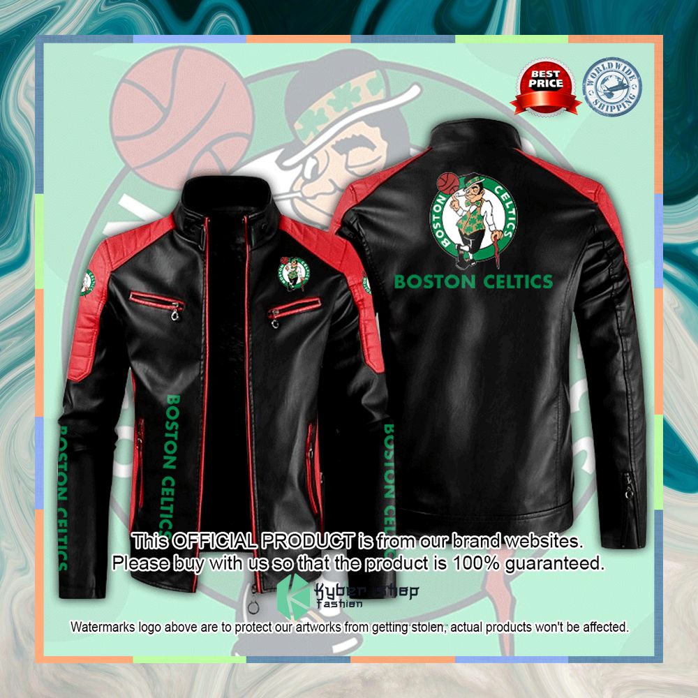 Boston Celtics NBA Motor Block Leather Jacket 5 Boston Celtics NBA Motor Block Leather Jacket word2