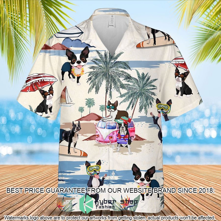 Boston Terrier Summer Beach Hawaiian Shirt word3