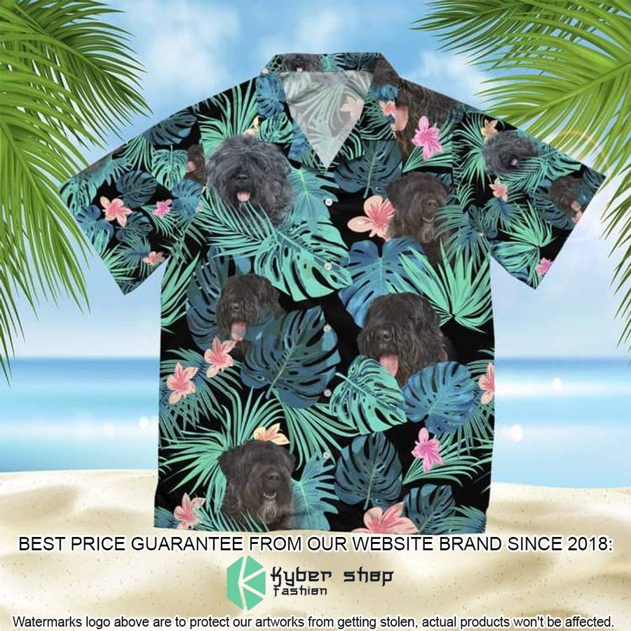 Bouvier Des Flandres Summer Leaves Black Hawaiian Shirt