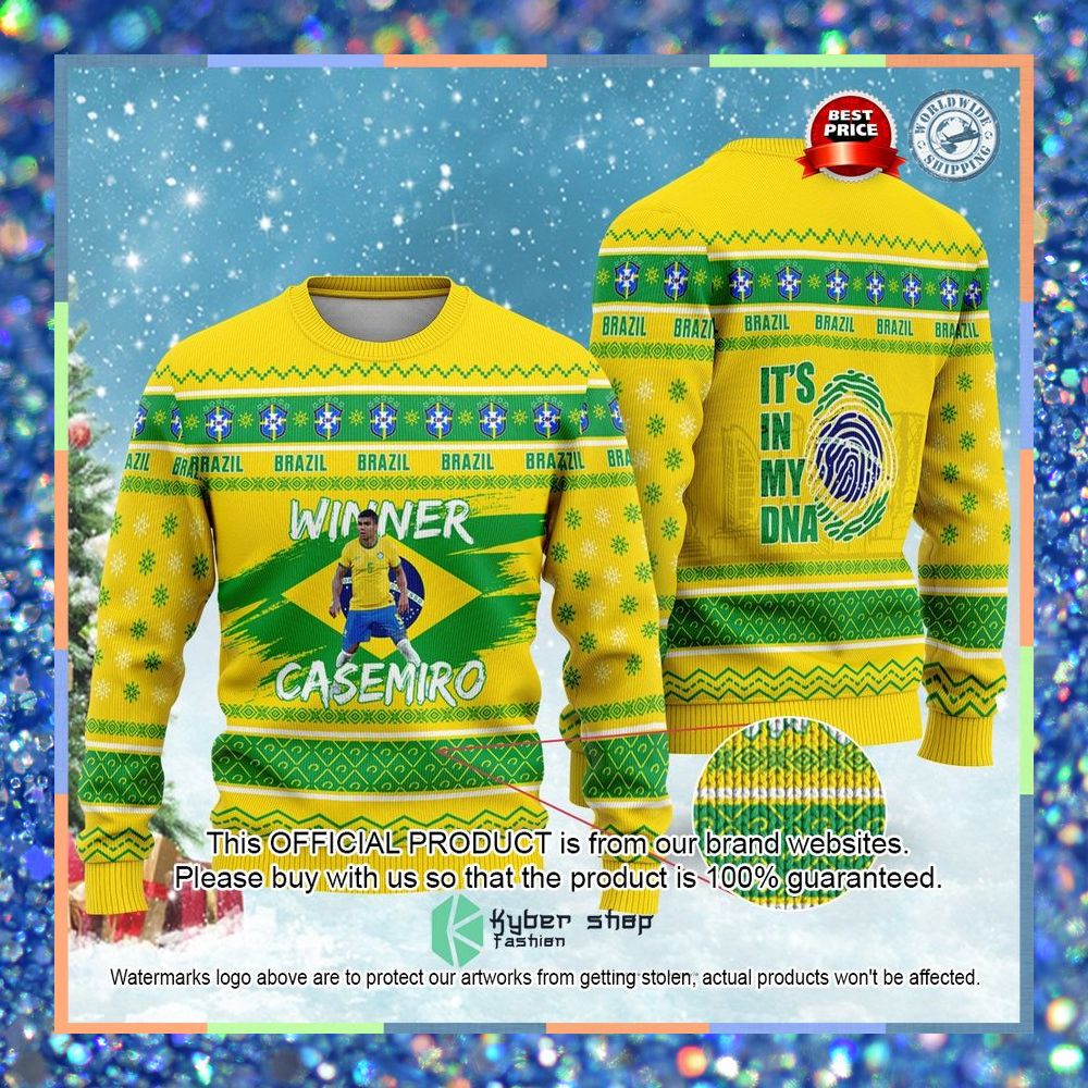 Brazil Casemiro It's In My DNA FiFa World Cup Qatar 2022 Christmas Sweater 3 Brazil Casemiro It's In My DNA FiFa World Cup Qatar 2022 Christmas Sweater word1