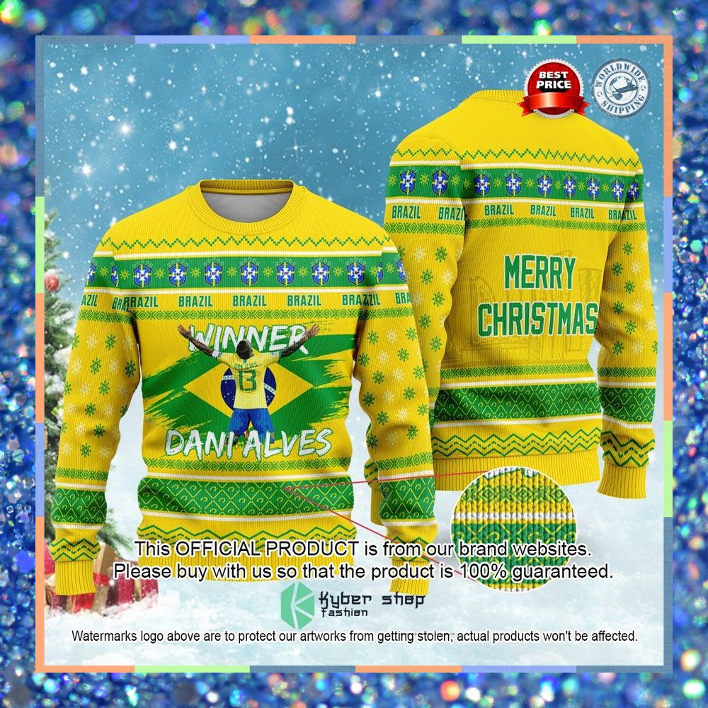 Brazil Dani Alves FiFa World Cup Qatar 2022 Merry Christmas Sweater 3 Brazil Dani Alves FiFa World Cup Qatar 2022 Merry Christmas Sweater word1