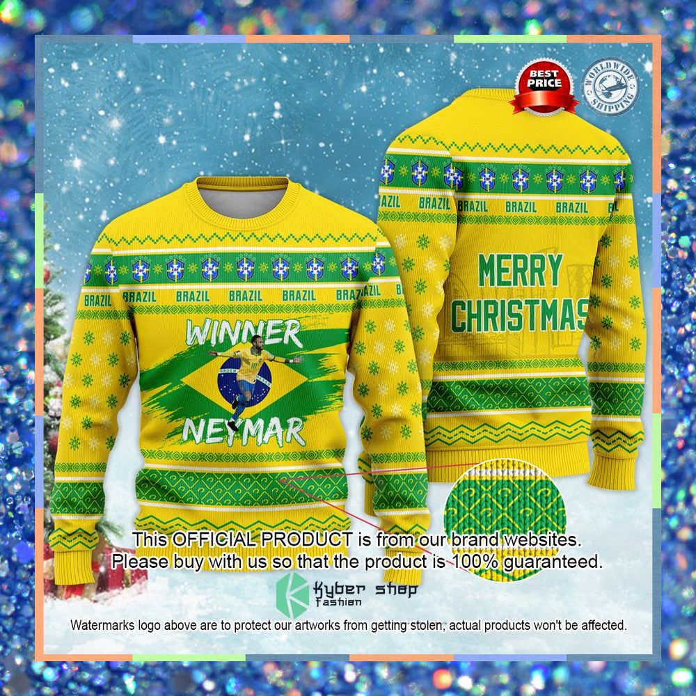 Brazil Neymar JR FiFa Qatar World Cup 2022 Football Star Merry Christmas Sweater 3 Brazil Neymar JR FiFa Qatar World Cup 2022 Football Star Merry Christmas Sweater word3