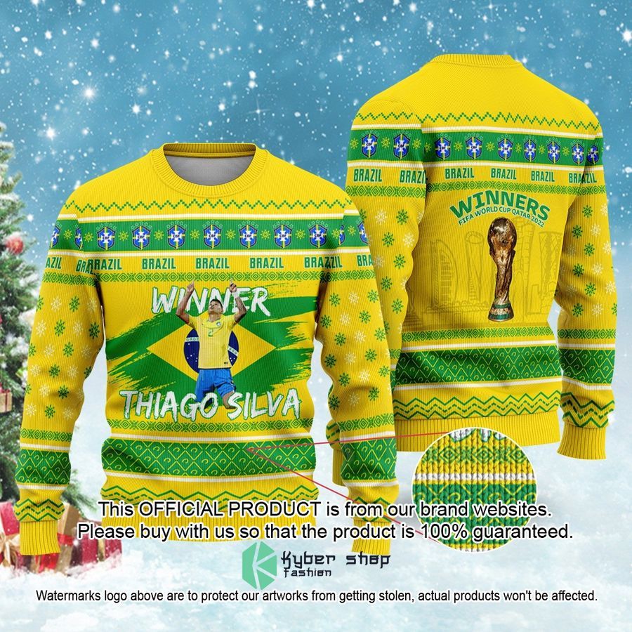 Brazil Thiago Silva Winners FiFa World Cup Qatar 2022 Christmas Sweater