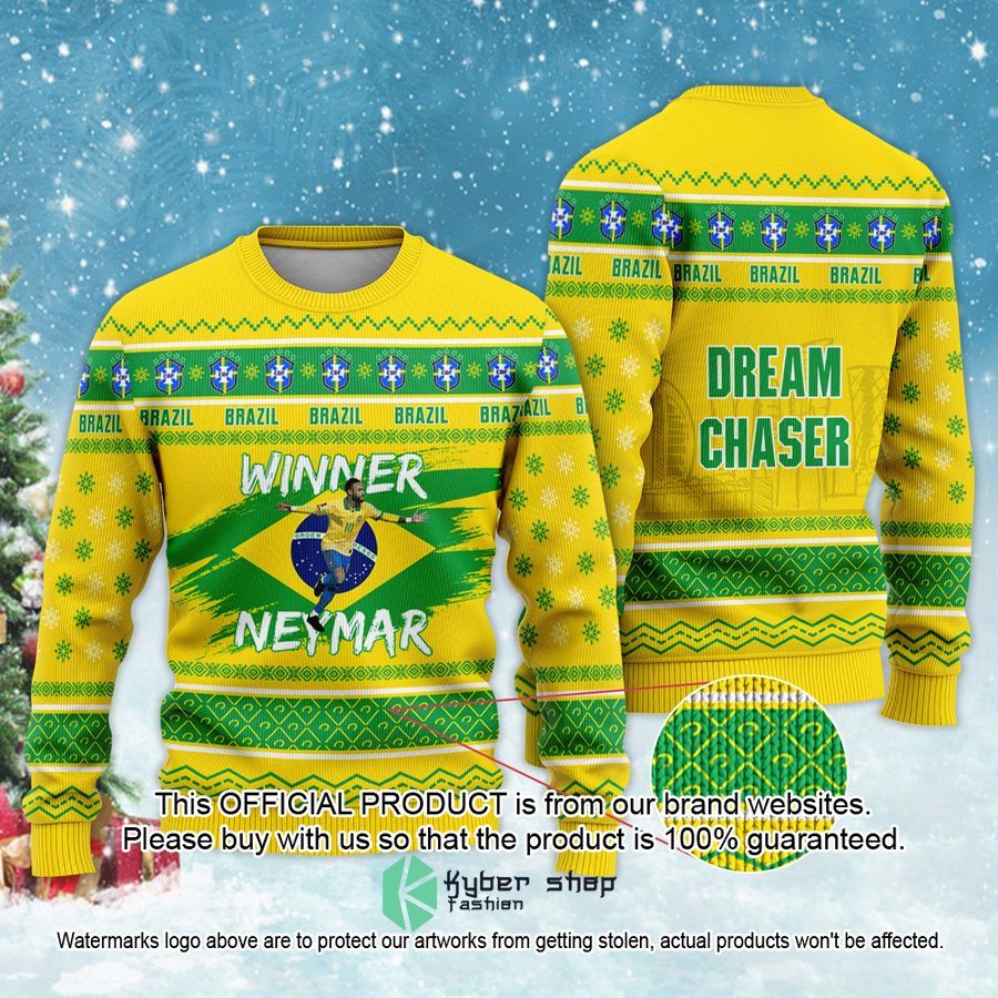 Brazil Winner Neymar JR FiFa Qatar World Cup Football Dream Chaser Christmas Sweater