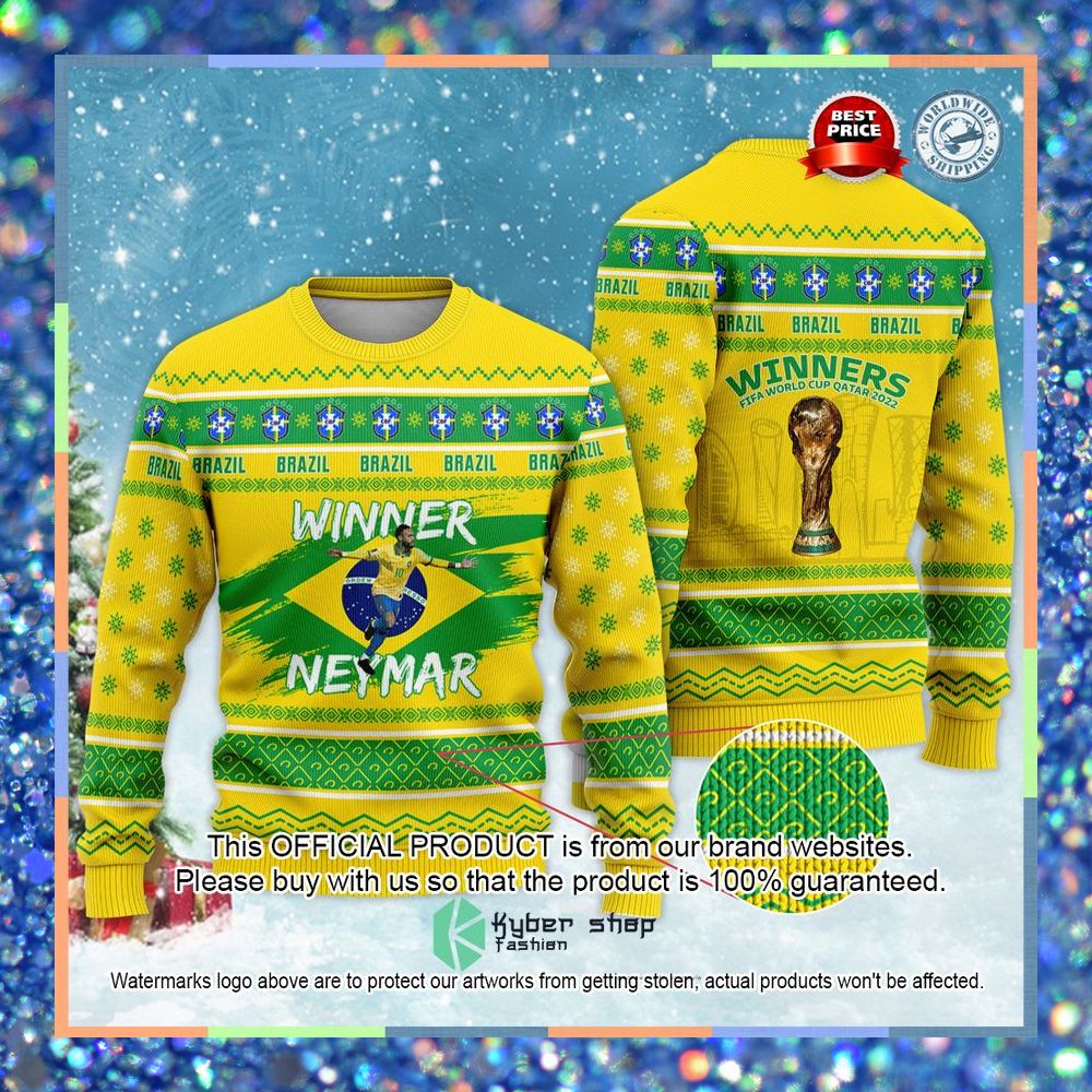 Brazil Winner Neymar JR FIFa World Cup 2022 Football Star Christmas Sweater 3 Brazil Winner Neymar JR FIFa World Cup 2022 Football Star Christmas Sweater word2