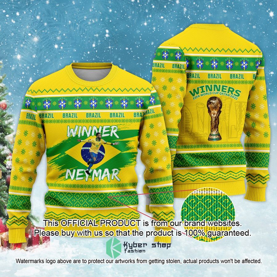 Brazil Winner Neymar JR FIFa World Cup 2022 Football Star Christmas Sweater