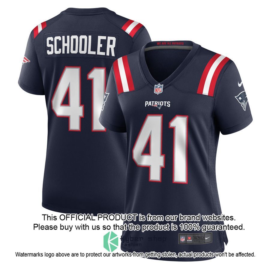 Brenden Schooler New England Patriots Navy Football Jersey