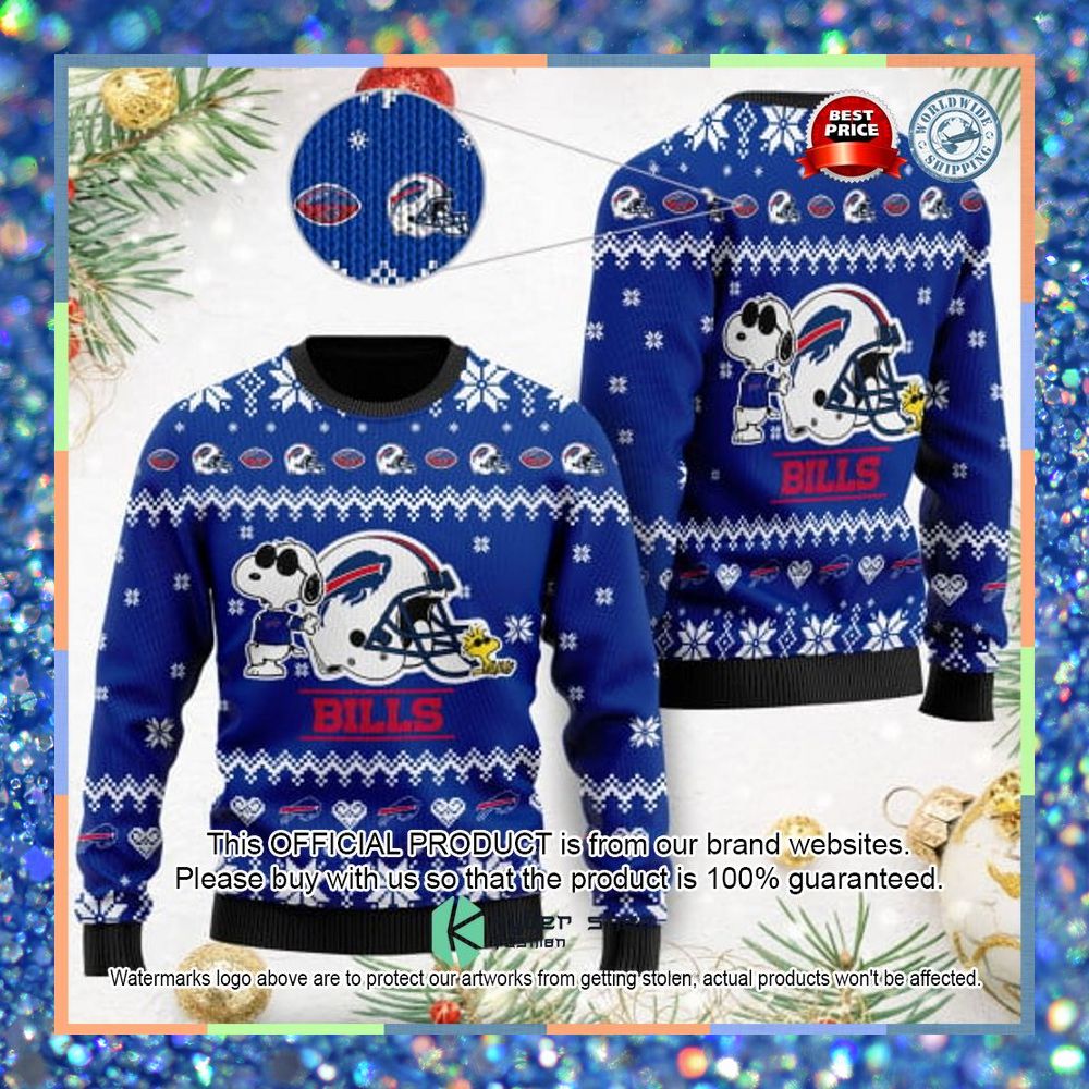Buffalo Bills The Snoopy Show Football Helmet Christmas Sweater 3 Buffalo Bills The Snoopy Show Football Helmet Christmas Sweater word3