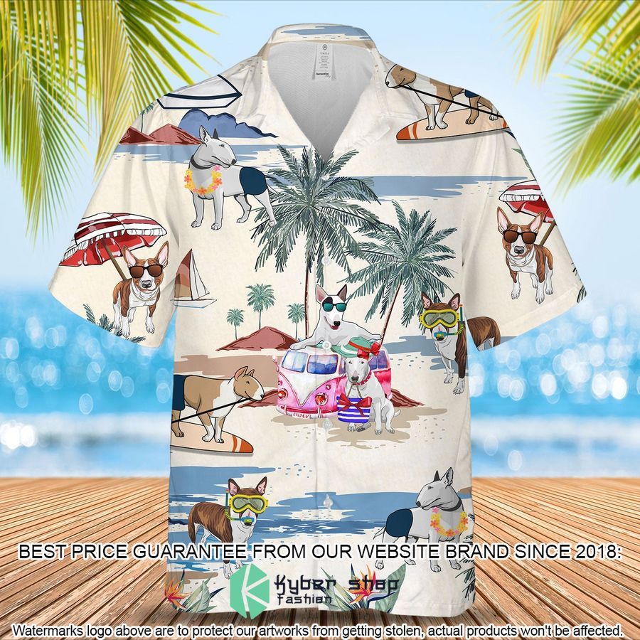 Bull Terrier Summer Beach Hawaiian Shirt word2