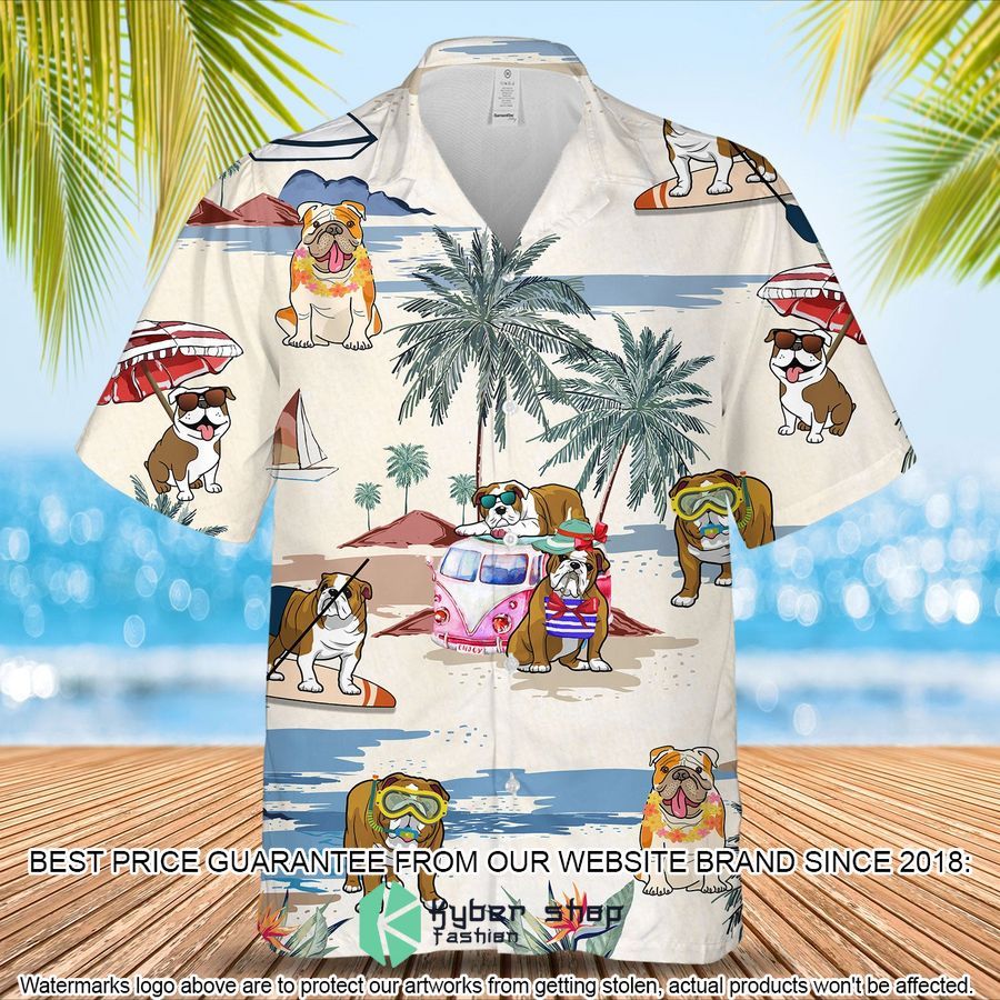 Bulldog Summer Beach Hawaiian Shirt