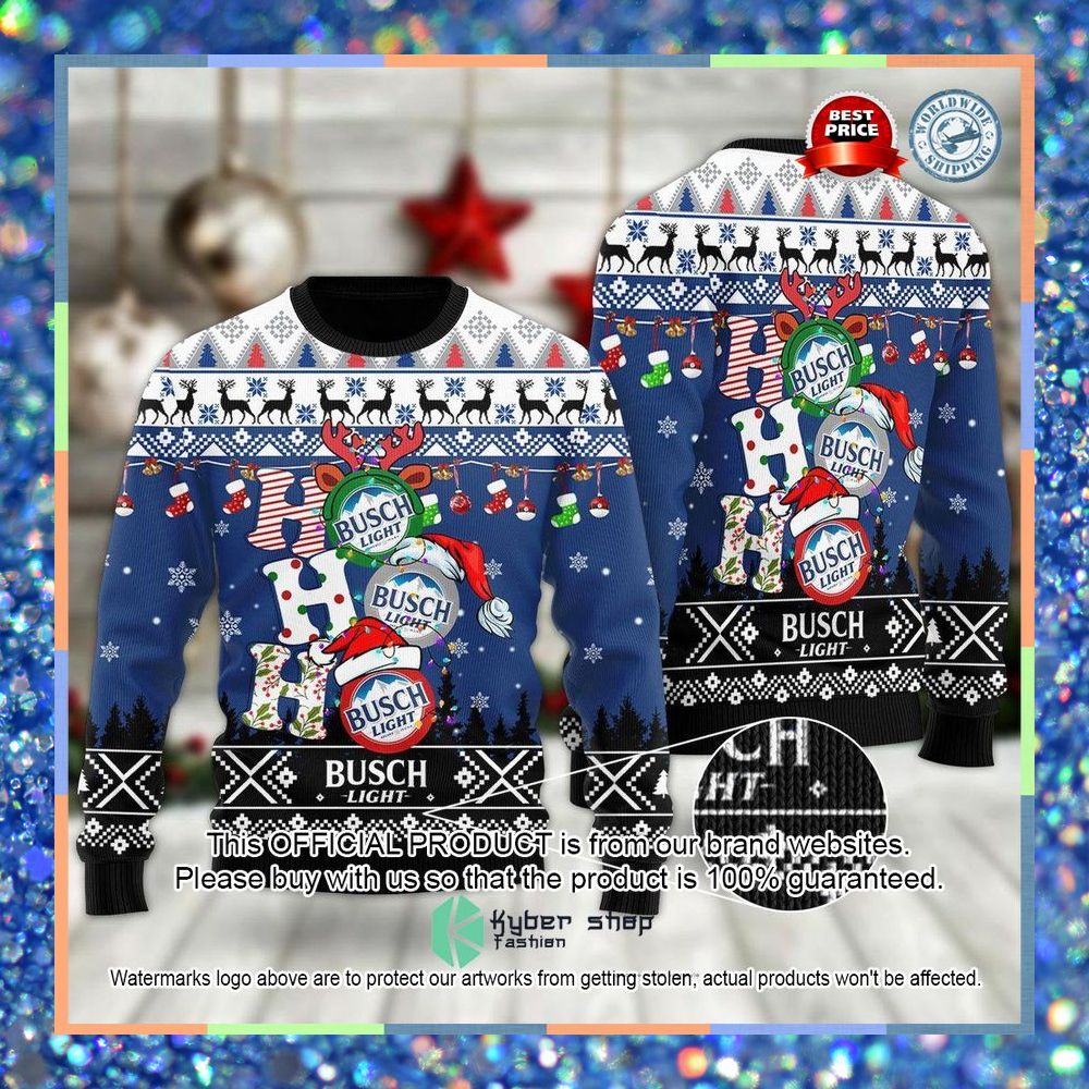 Busch Light Ho Ho Ho Ugly Christmas Sweater 3 Busch Light Ho Ho Ho Ugly Christmas Sweater word2