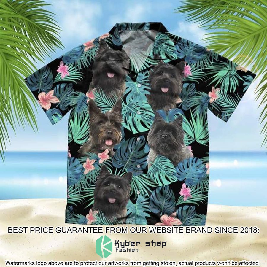 Cairn Terrier Summer Leaves Hawaiian Shirt word1