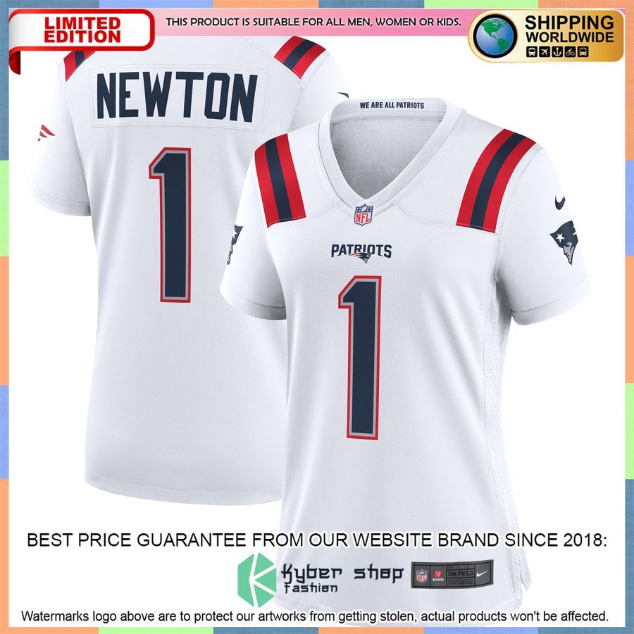Cam Newton New England Patriots Women's White Football Jersey