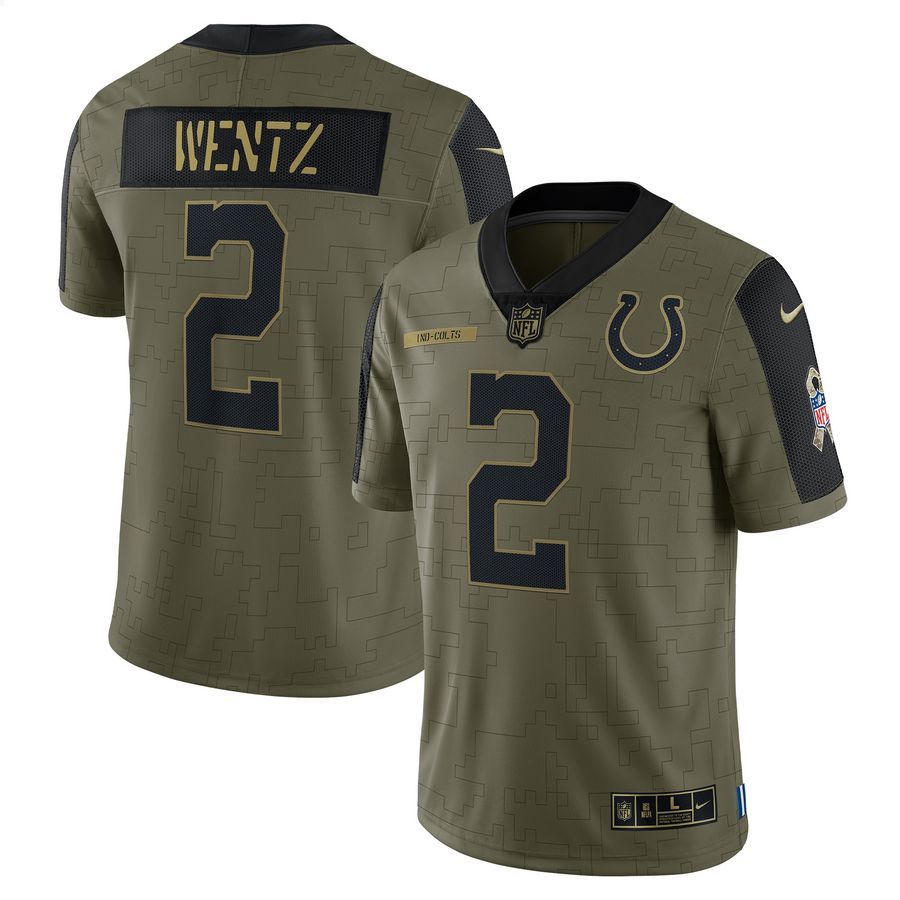 Carson Wentz Indianapolis Colts 2021 Salute To Service Limited Olive Football Jersey 4 Carson Wentz Indianapolis Colts 2021 Salute To Service Limited Olive Football Jersey word2