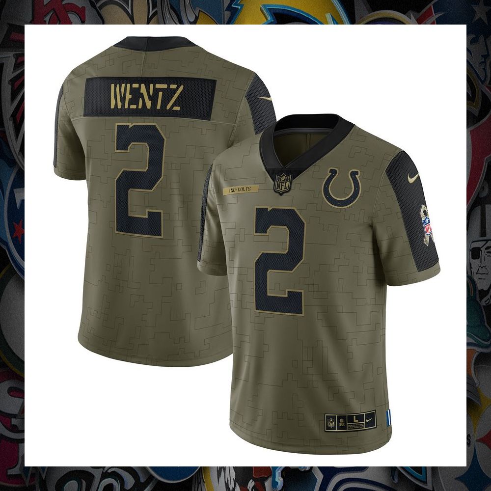 Carson Wentz Indianapolis Colts 2021 Salute To Service Limited Olive Football Jersey 8 Carson Wentz Indianapolis Colts 2021 Salute To Service Limited Olive Football Jersey word2