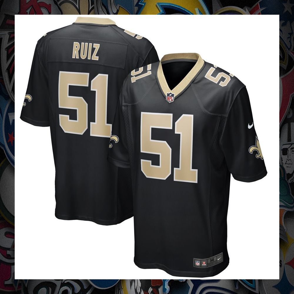 Cesar Ruiz New Orleans Saints Black Football Jersey 8 Cesar Ruiz New Orleans Saints Black Football Jersey word1