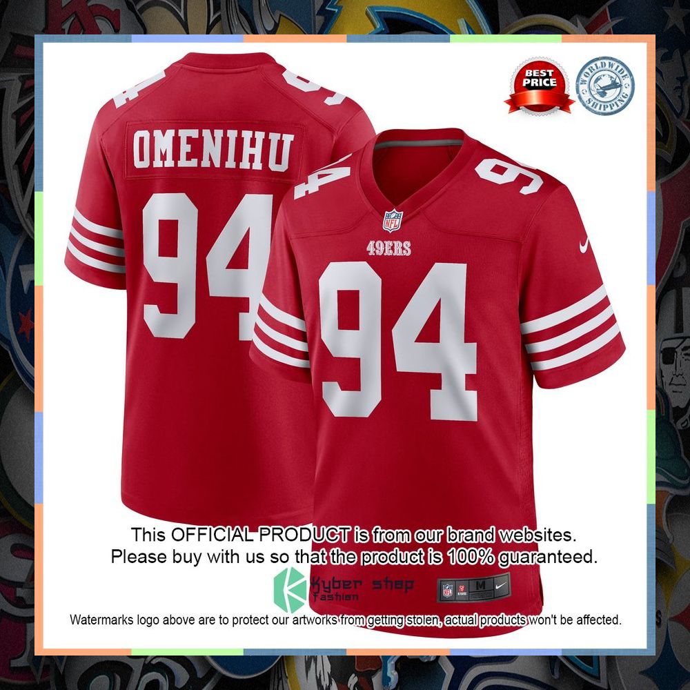 Charles Omenihu San Francisco 49ers Scarlet Football Jersey 5 Charles Omenihu San Francisco 49ers Scarlet Football Jersey word1