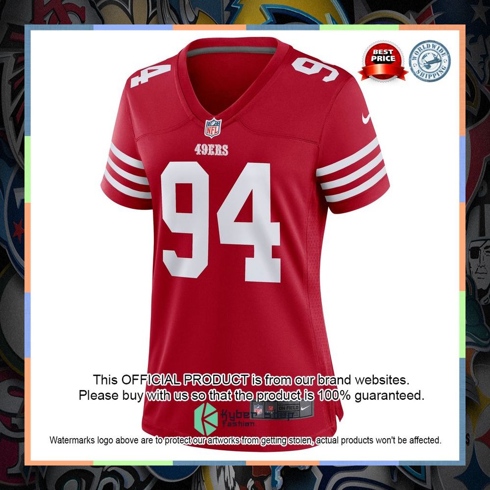 Charles Omenihu San Francisco 49ers Women's Scarlet Football Jersey 6 Charles Omenihu San Francisco 49ers Women's Scarlet Football Jersey word3