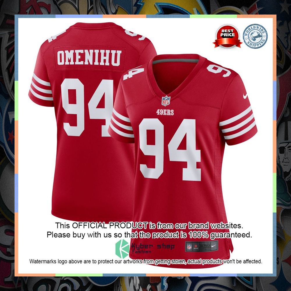 Charles Omenihu San Francisco 49ers Women's Scarlet Football Jersey 8 Charles Omenihu San Francisco 49ers Women's Scarlet Football Jersey word3