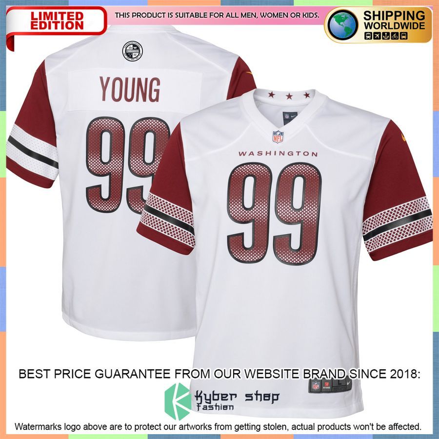 Chase Young Washington Commanders Youth White Football Jersey