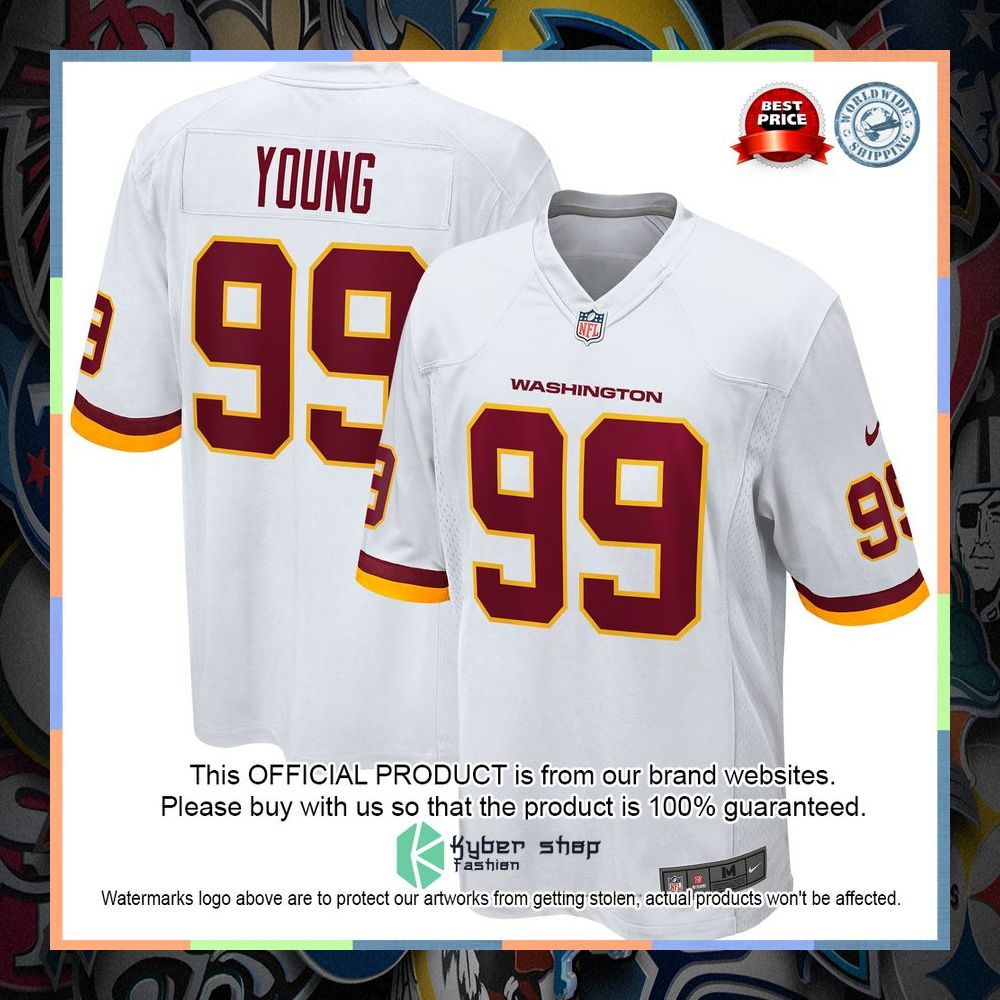 Chase Young Washington Football Team Burgundy Football Jersey 34 Chase Young Washington Football Team Burgundy Football Jersey word1