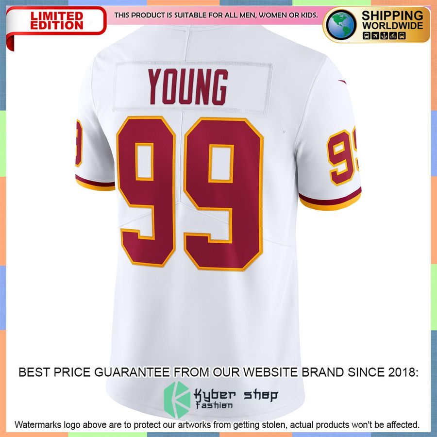 Chase Young Washington Football Team Vapor White Football Jersey 3 Chase Young Washington Football Team Vapor White Football Jersey word2