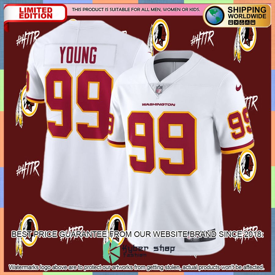 Chase Young Washington Football Team Vapor White Football Jersey 4 Chase Young Washington Football Team Vapor White Football Jersey word2