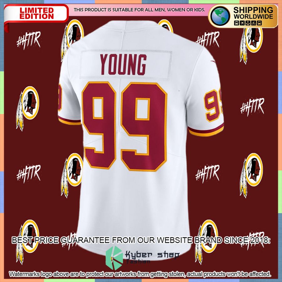 Chase Young Washington Football Team Vapor White Football Jersey 6 Chase Young Washington Football Team Vapor White Football Jersey word2