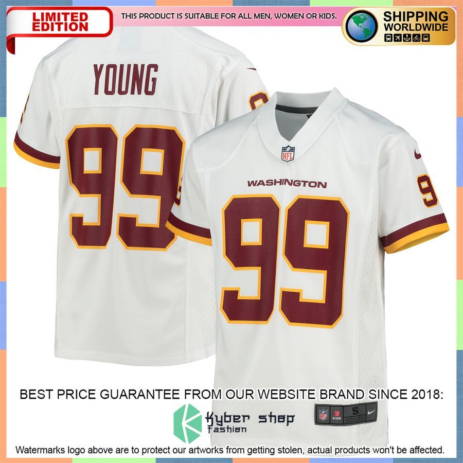 Chase Young Washington Football Team Youth White Football Jersey