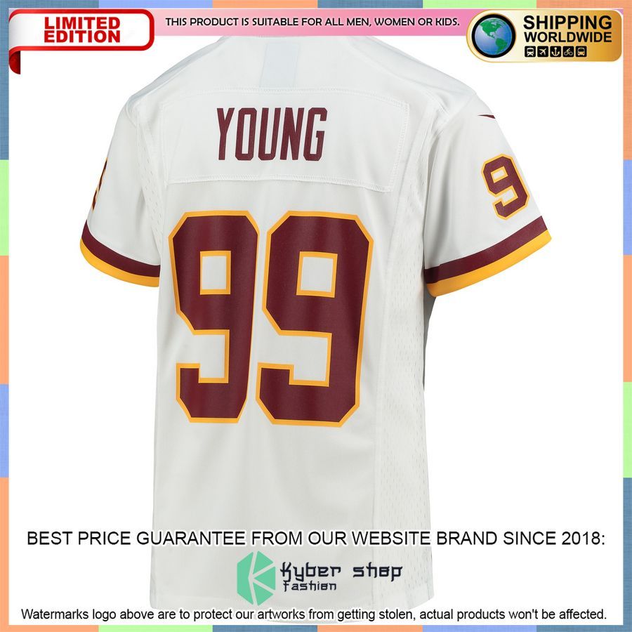 Chase Young Washington Football Team Youth White Football Jersey 3 Chase Young Washington Football Team Youth White Football Jersey word2