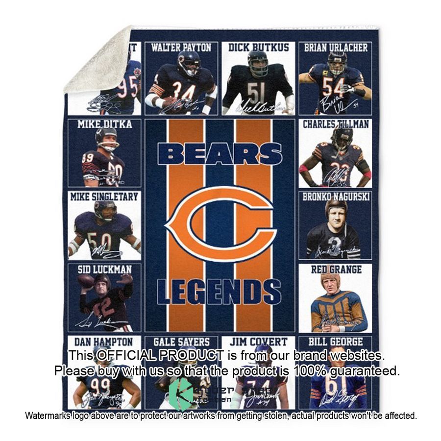 Chicago Bears Legends Players NFL Blanket