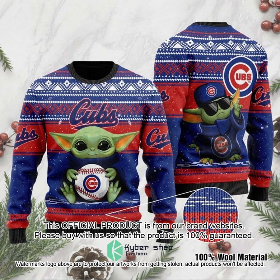 Chicago Cubs Baby Yoda Christmas Sweater