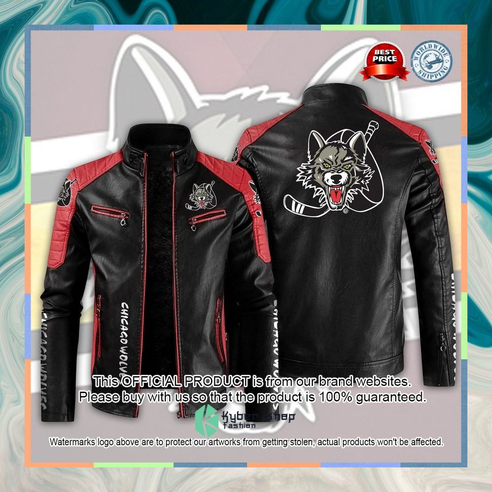 Chicago Wolves Motor Block Leather Jacket 5 Chicago Wolves Motor Block Leather Jacket word2