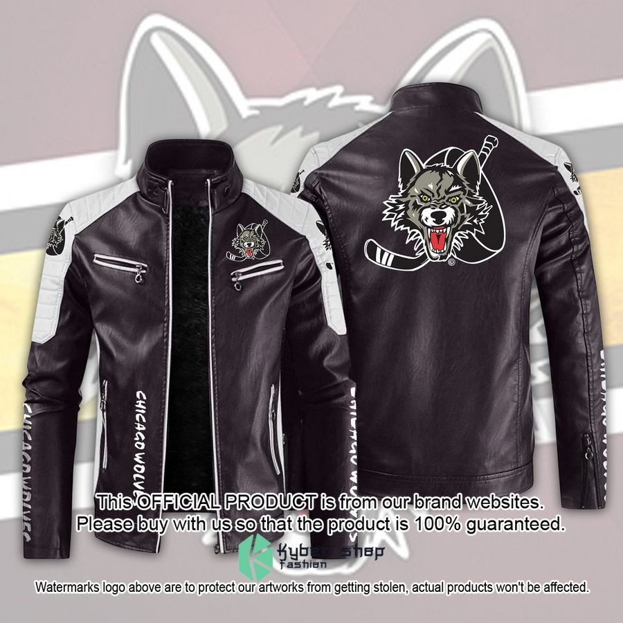 Chicago Wolves Motor Block Leather Jacket 3 Chicago Wolves Motor Block Leather Jacket word2