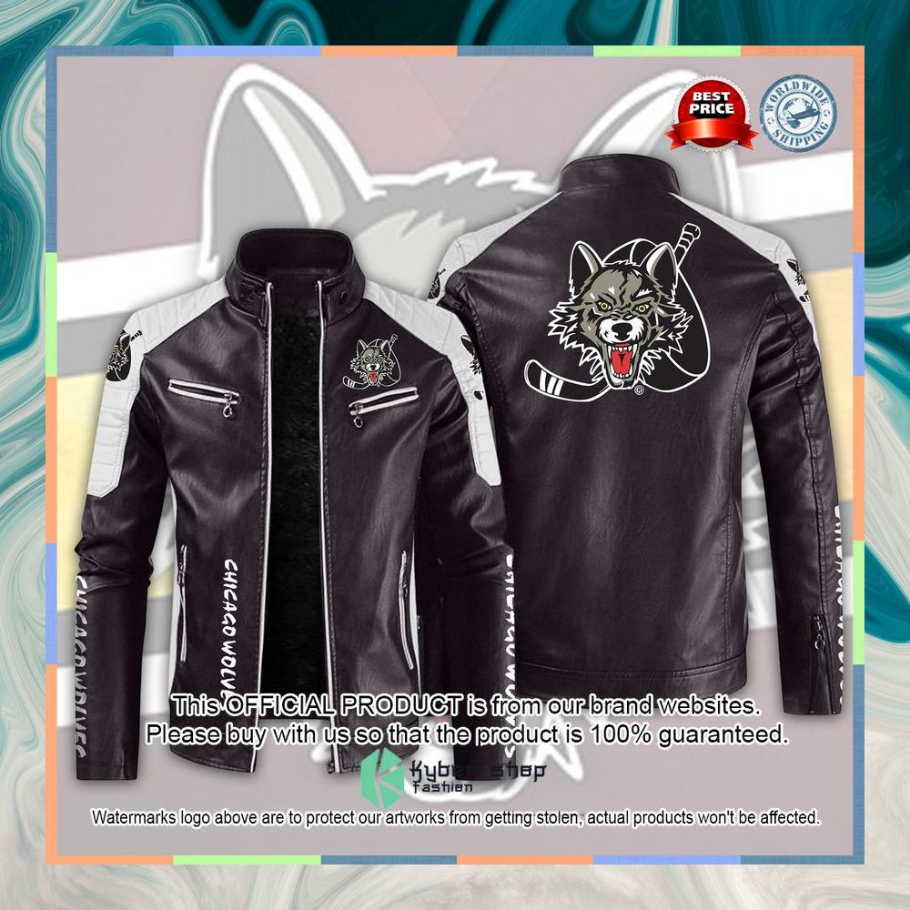 Chicago Wolves Motor Block Leather Jacket 6 Chicago Wolves Motor Block Leather Jacket word2