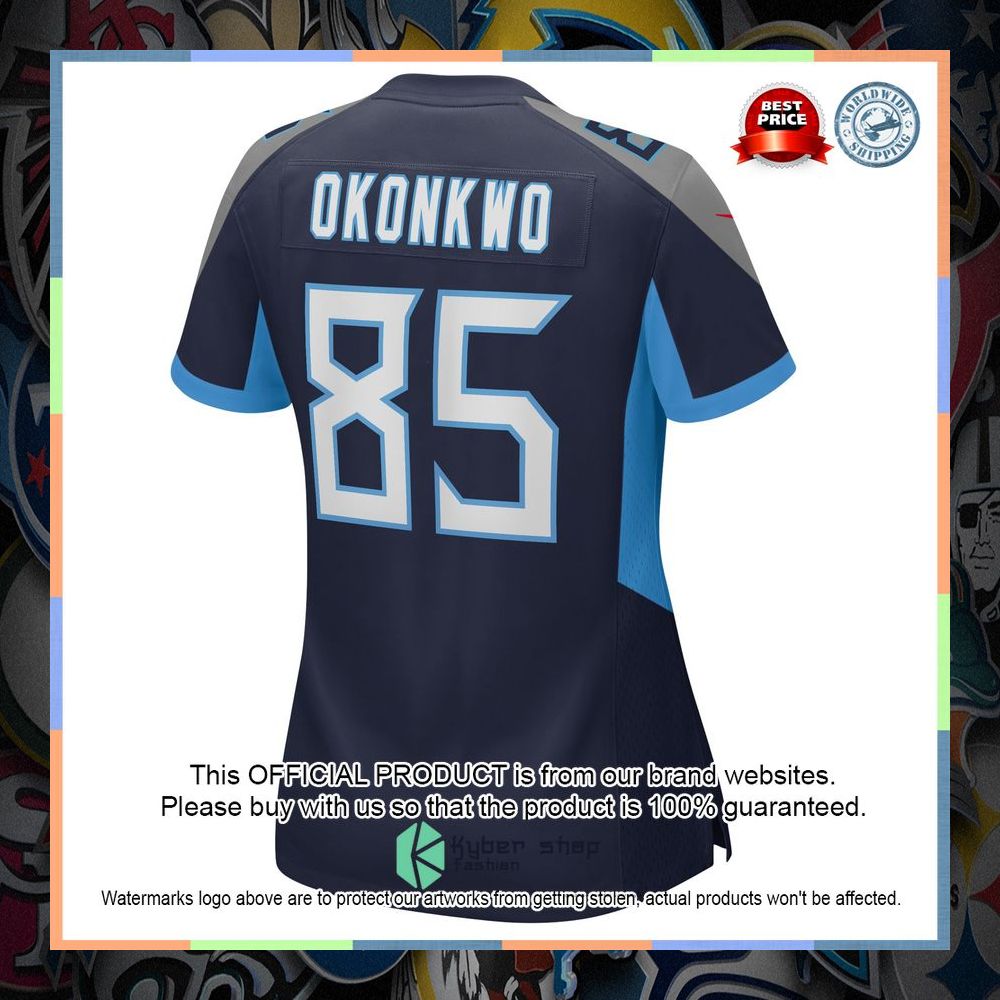Chigoziem Okonkwo Tennessee Titans Women's Navy Football Jersey 7 Chigoziem Okonkwo Tennessee Titans Women's Navy Football Jersey word1