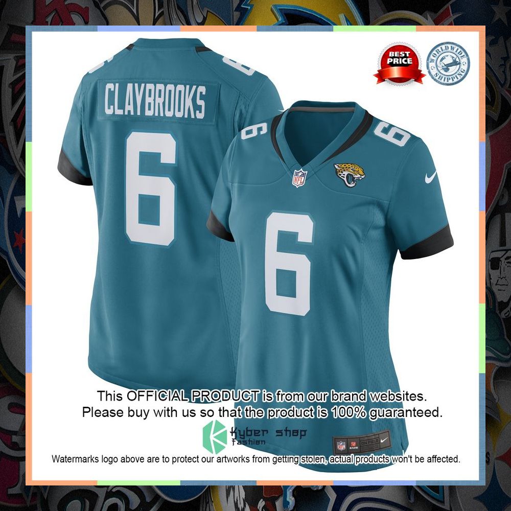 Chris Claybrooks Jacksonville Jaguars Women's Teal Football Jersey 8 Chris Claybrooks Jacksonville Jaguars Women's Teal Football Jersey word1