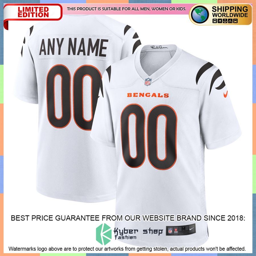 Cincinnati Bengals Custom White Football Jersey